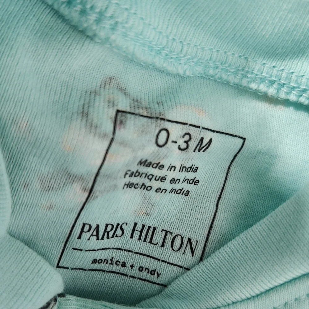 Monica+Andy Paris Hilton Cotton long sleeve Zip bodysuit Dog Print 0-3mo